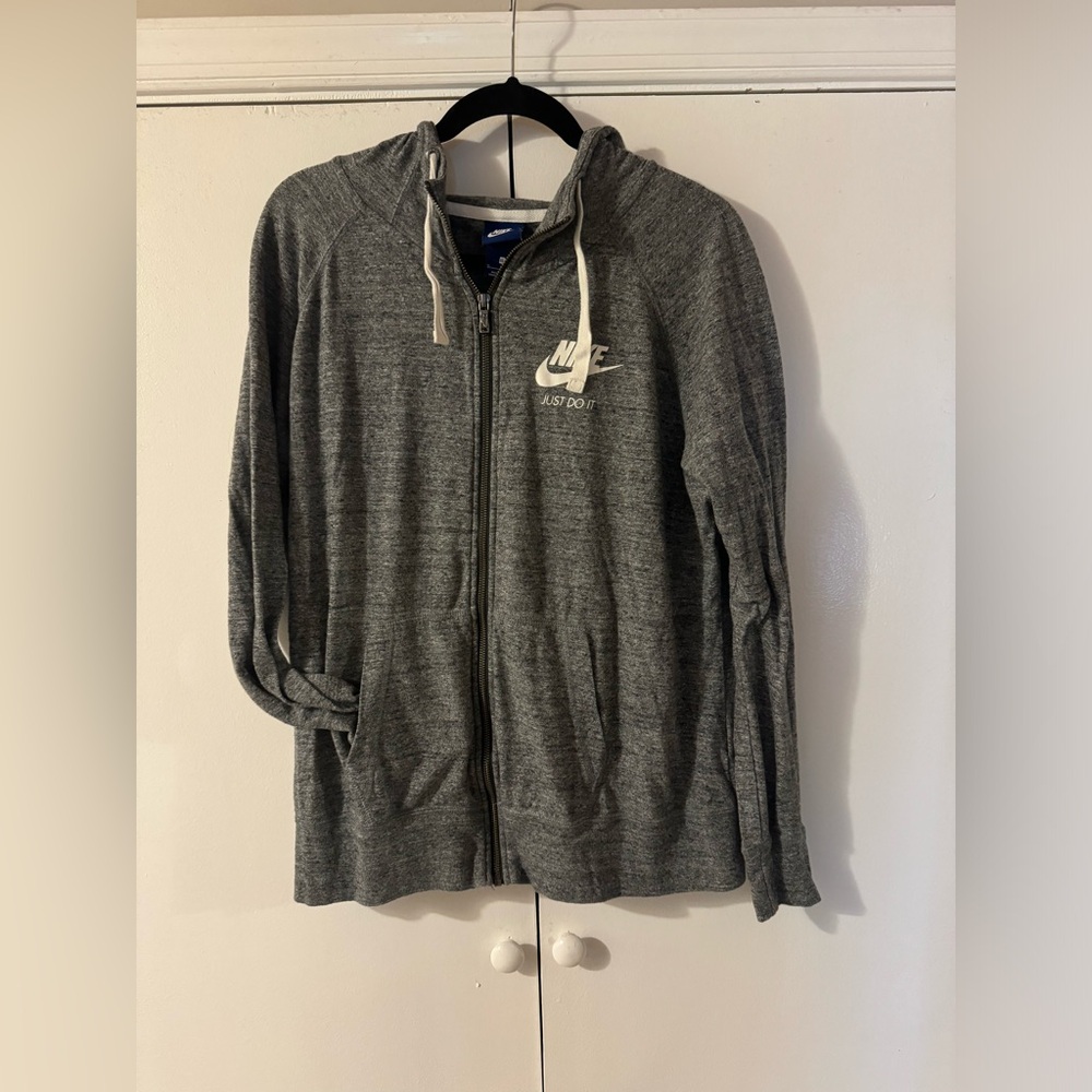 Nike, XL, women’s, lightweight tshirt jacket with hood.